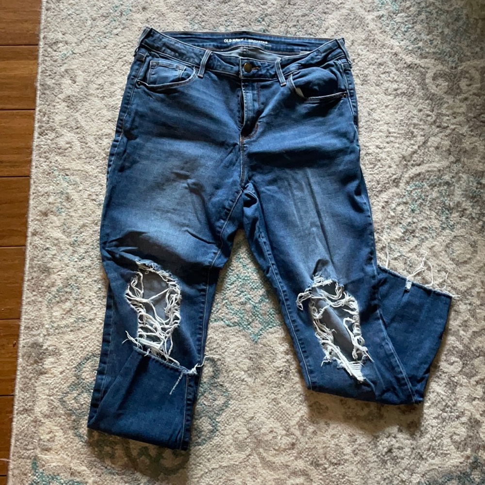 Old Navy Mid-rise Rockstar ripped jeans